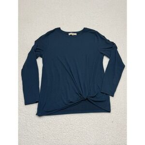 Loft Womens Long Sleeve Twist Front Knit Top Navy Blue Size L 523836